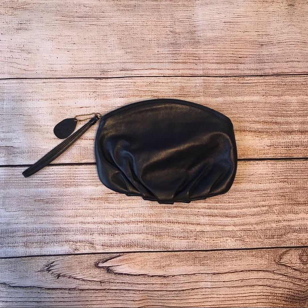 Vintage navy blue clutch purse 1970s 70s leather - Picture 4 of 5